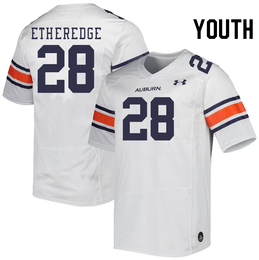 Youth #28 Camden Etheredge Auburn Tigers College Football Jerseys Stitched-White